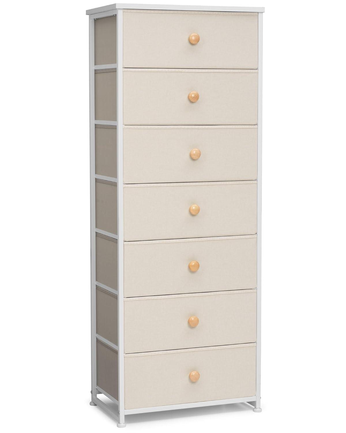 Crestlive Products 7 Drawers dresser for bedroom Chest Furniture Storage Tower Organizer Unit for Bedroom Beige