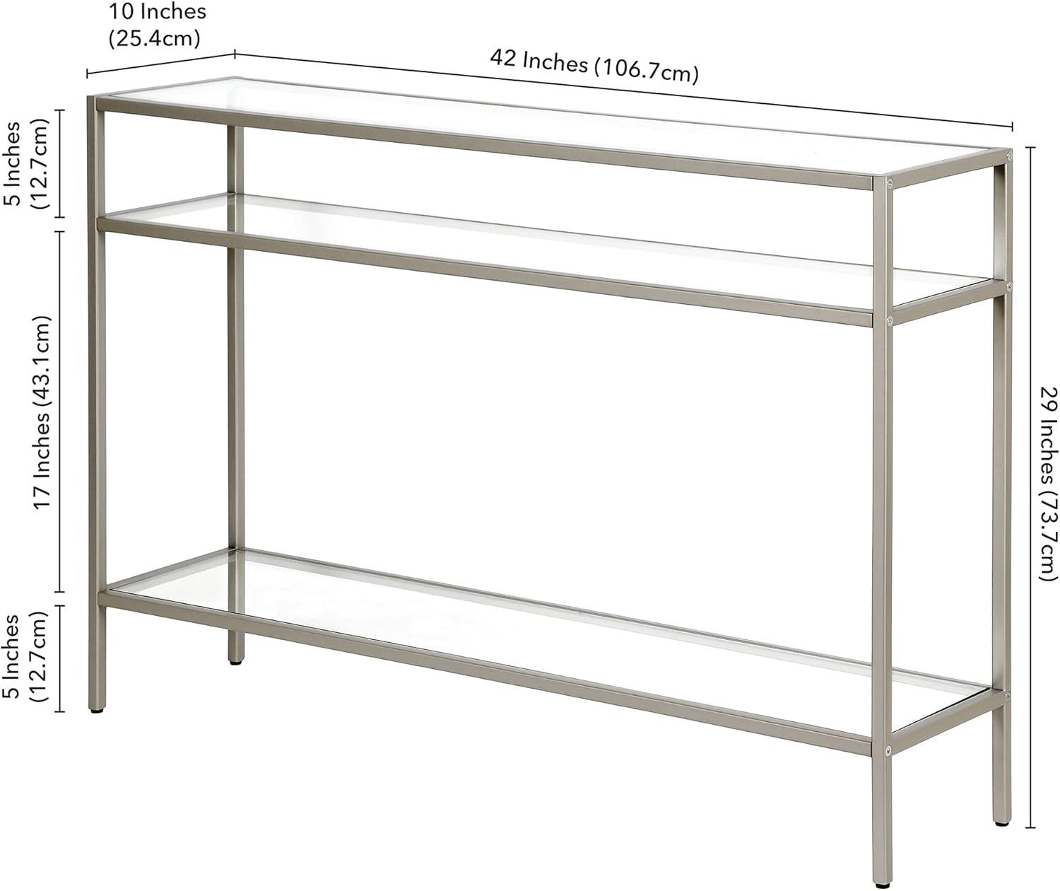 Evelyn&Zoe Siviline 42" Wide Rectangular Console Table, Satin Nickel