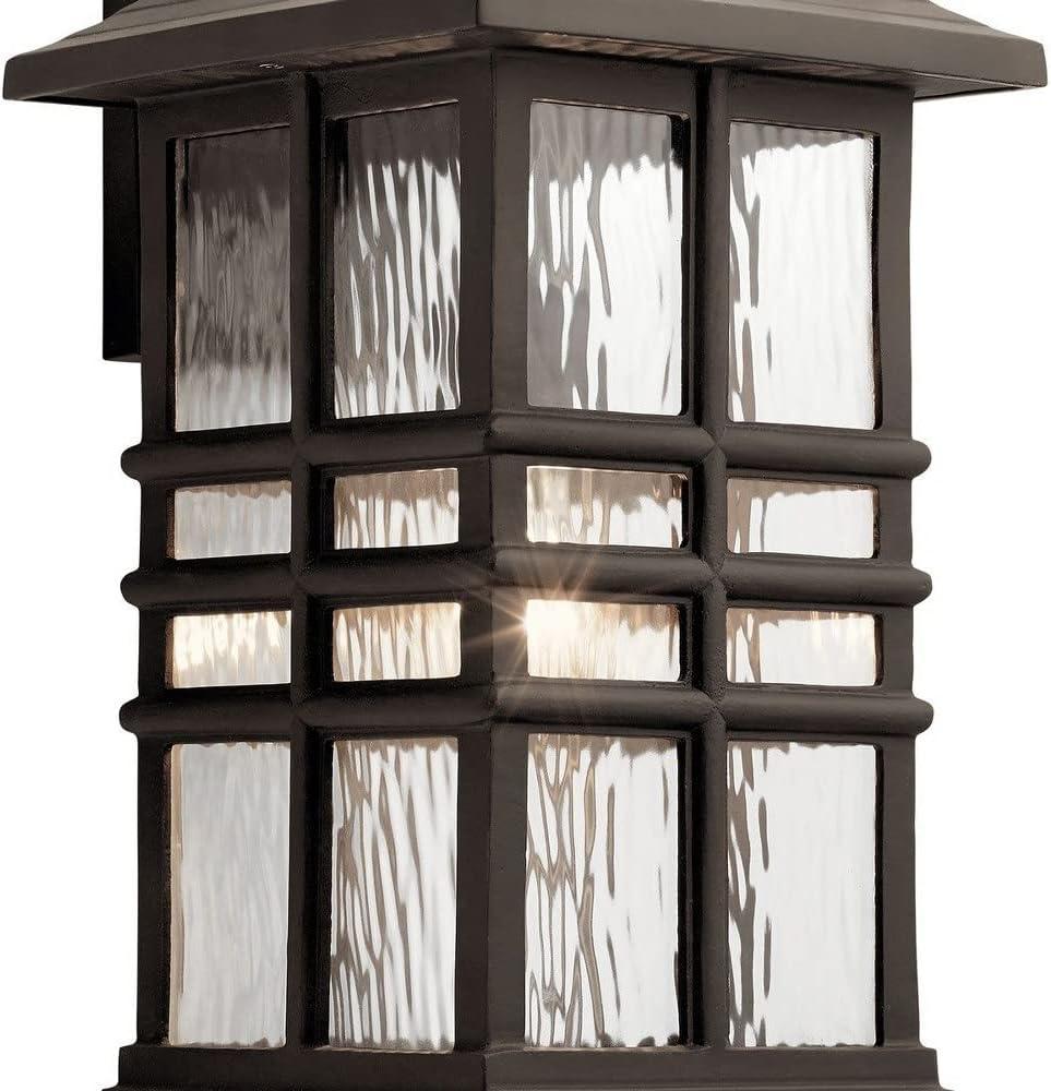 White and Clear Hammered Glass Outdoor Wall Lantern Sconce