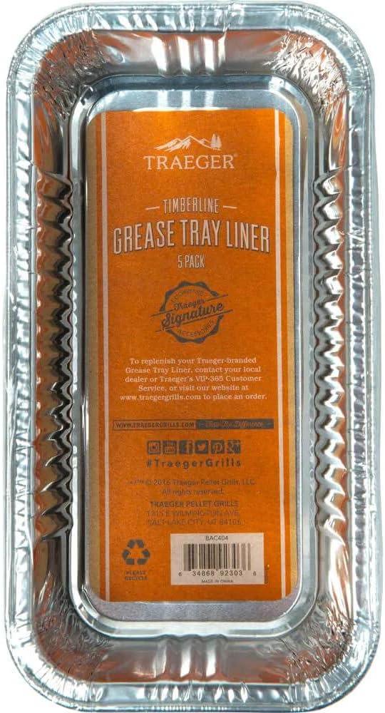 Traeger BAC404 Timberline Grease PAN Liner-5 Pack Grill Drip Tray