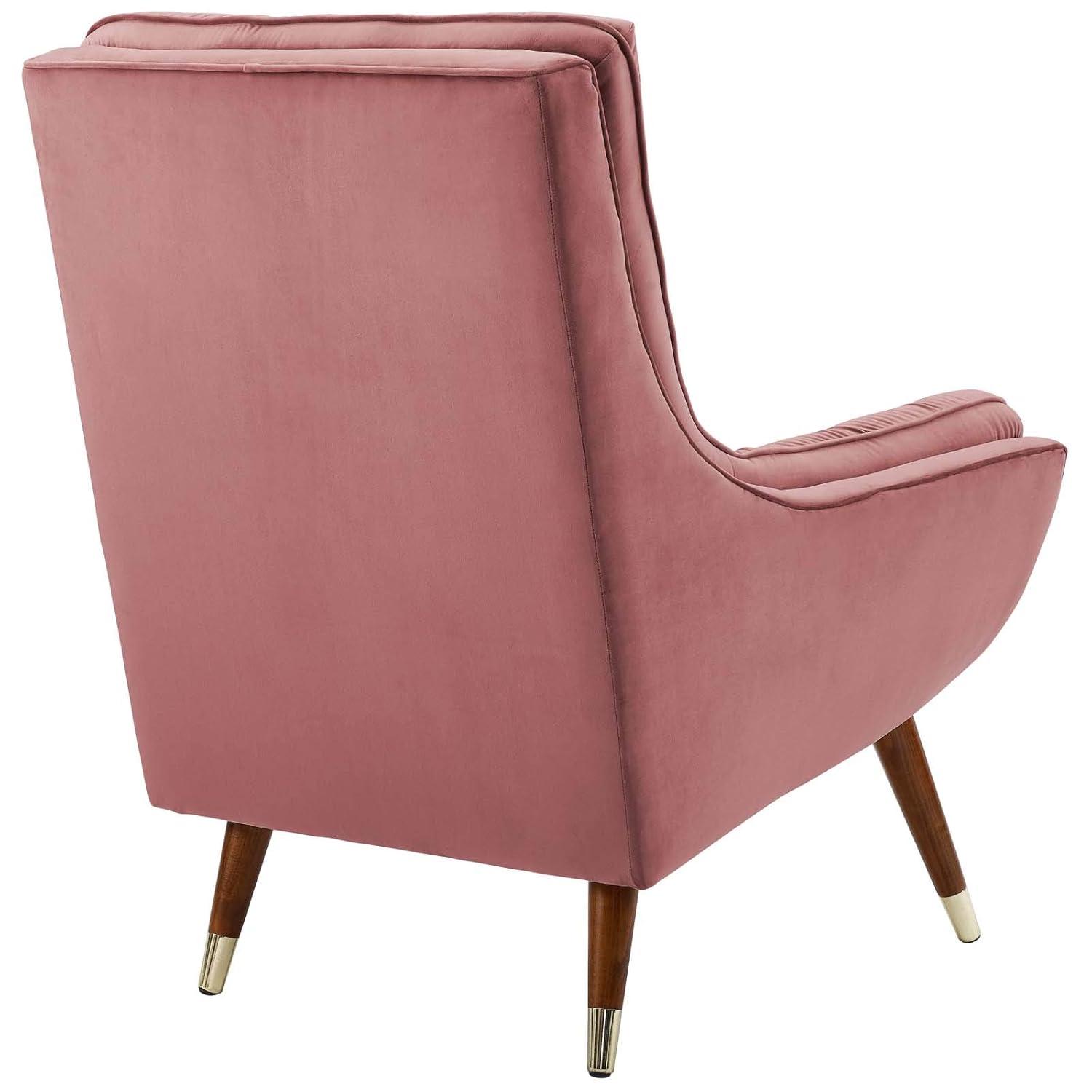 Modway Suggest Button Tufted Performance Velvet Lounge Chair in Dusty Rose