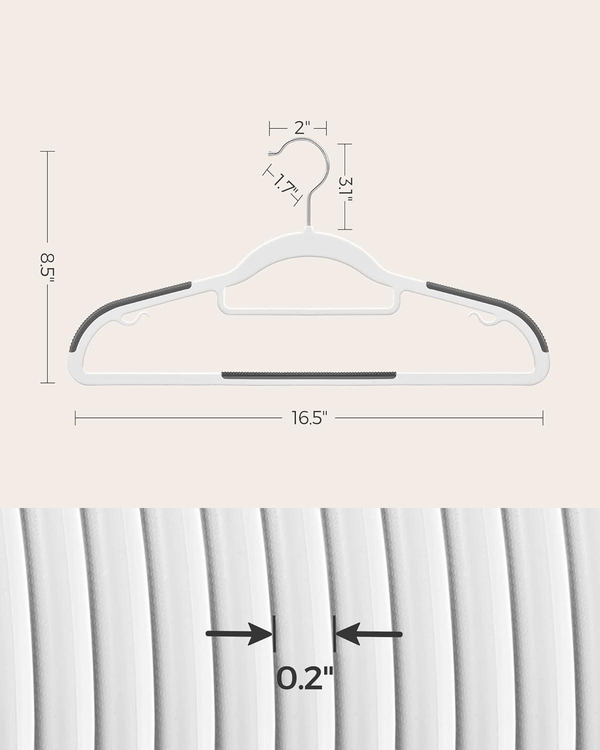 50PK Coat Hangers Non Slip - Space Saving Plastic Clothes Hangers, Slim Pant Hangers, U-Slide, Heavy Duty, 360°Swivel Hook, White