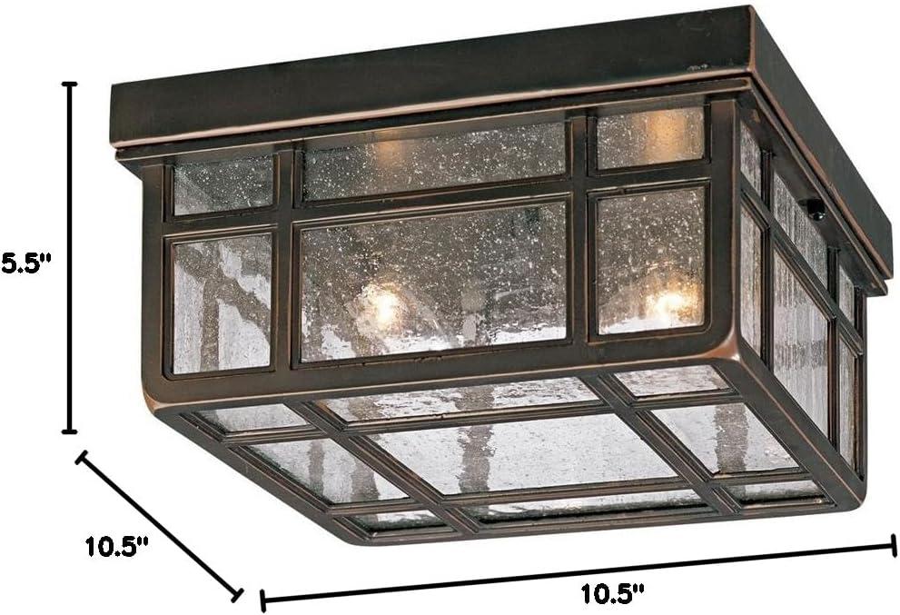 Kathy Ireland Sierra Craftsman Rustic Flush Mount Outdoor Ceiling Light Rubbed Bronze 5 1/2" Frosted Seeded Glass for Post Exterior Barn Deck House