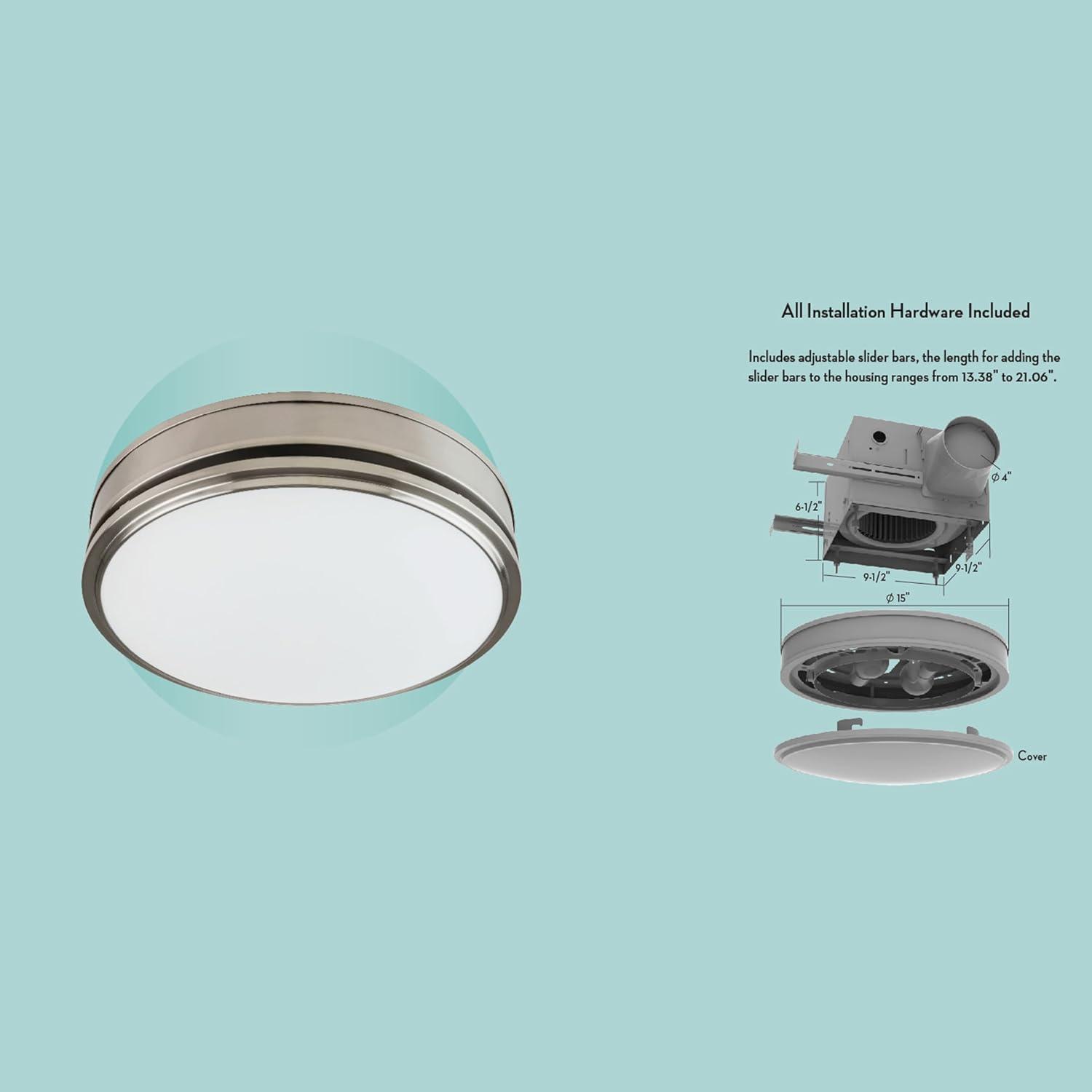 Brushed Nickel Round LED Ceiling Mount Exhaust Fan