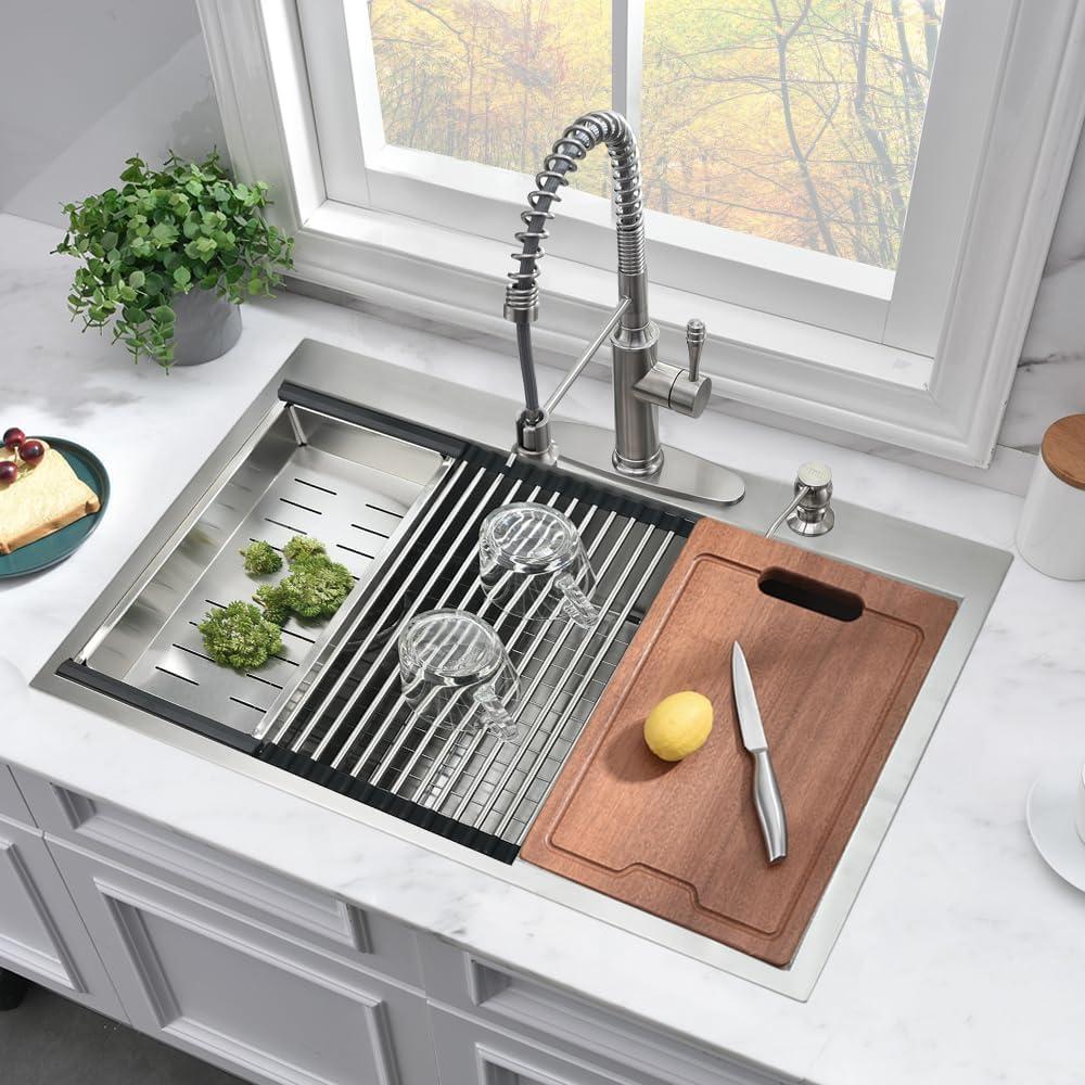 33 Inch Stainless Steel Farmhouse Workstation Kitchen Sink