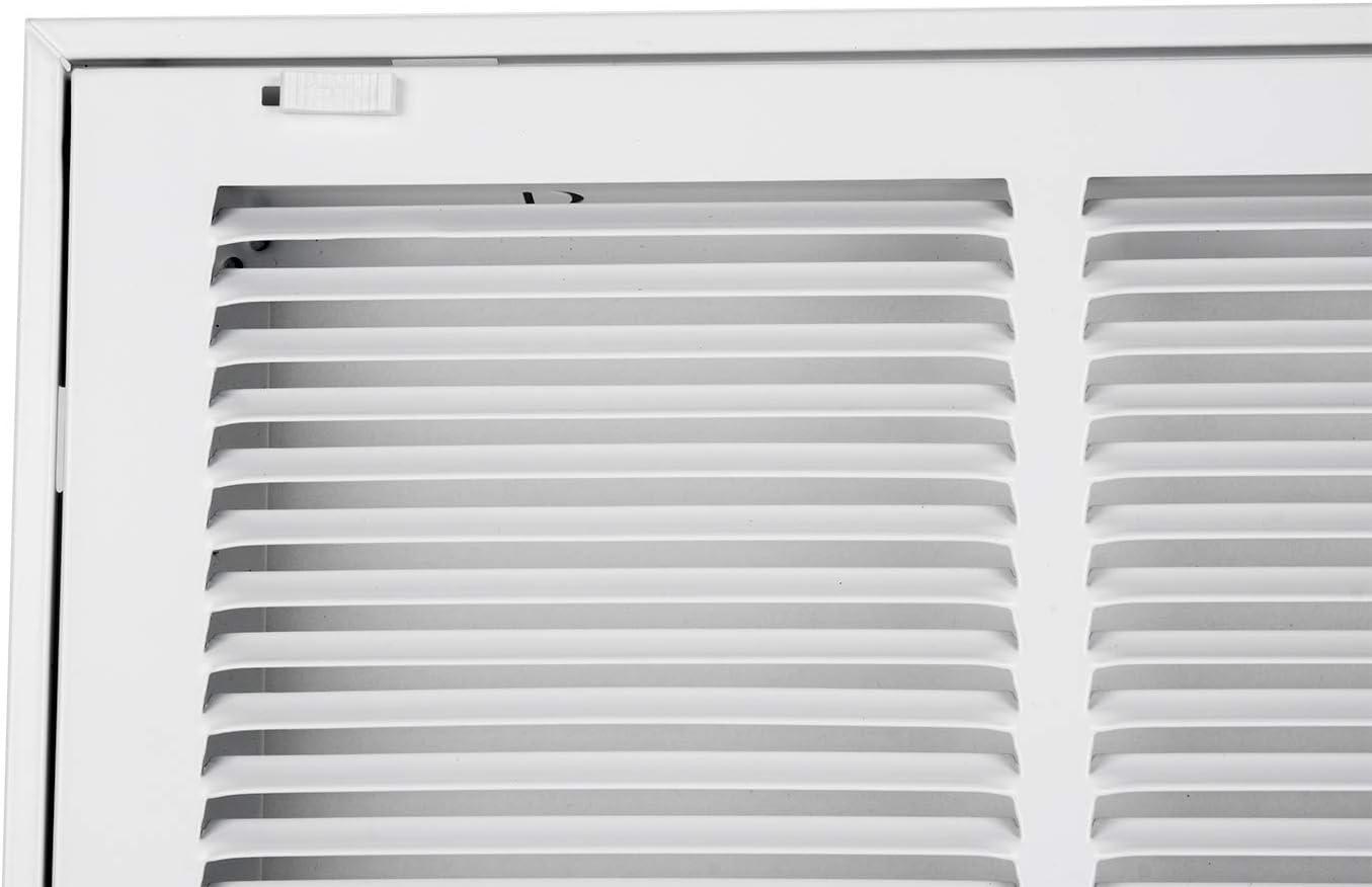 14x14 White Steel Return Air Filter Grille with Fixed Hinges