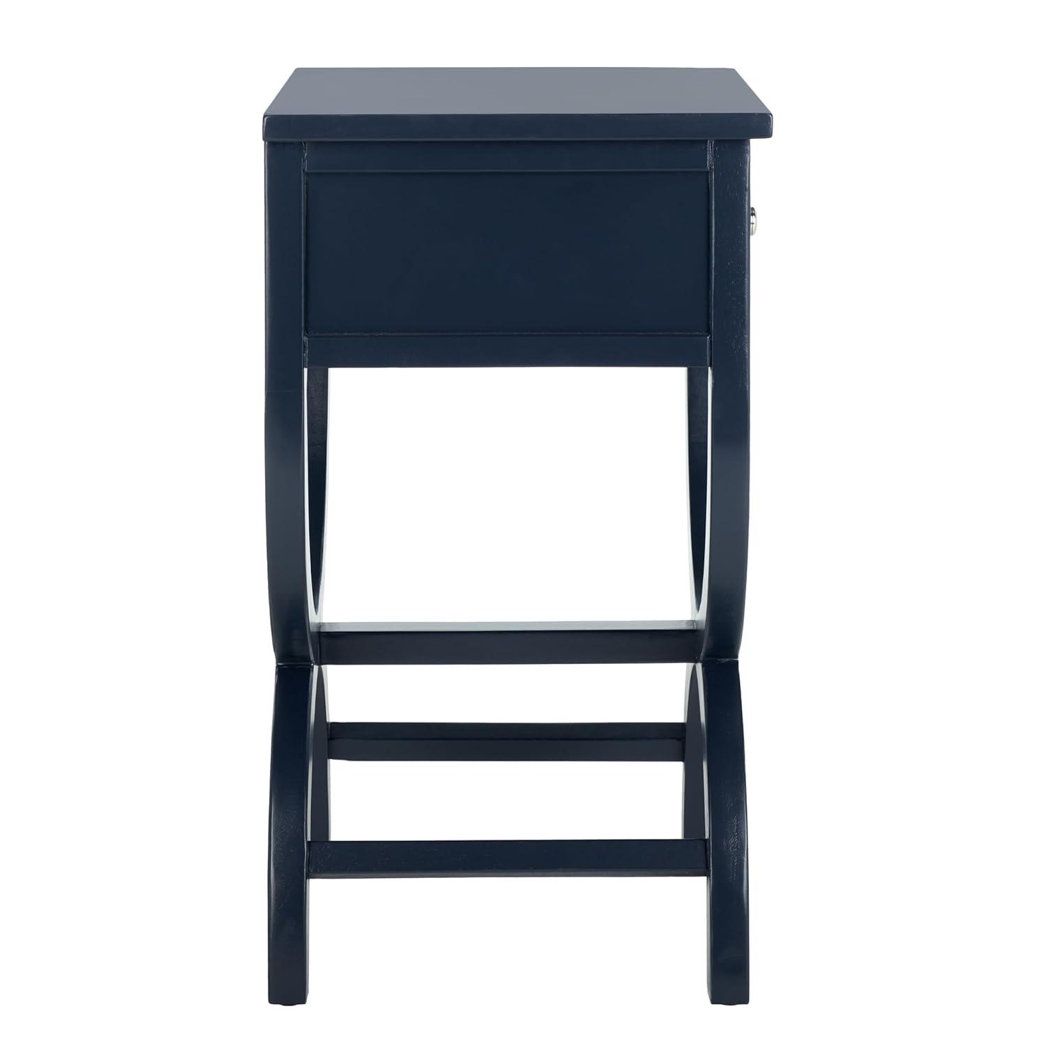 Maxine Accent Table With Storage Drawer - AMH6608G - Navy - Safavieh Couture