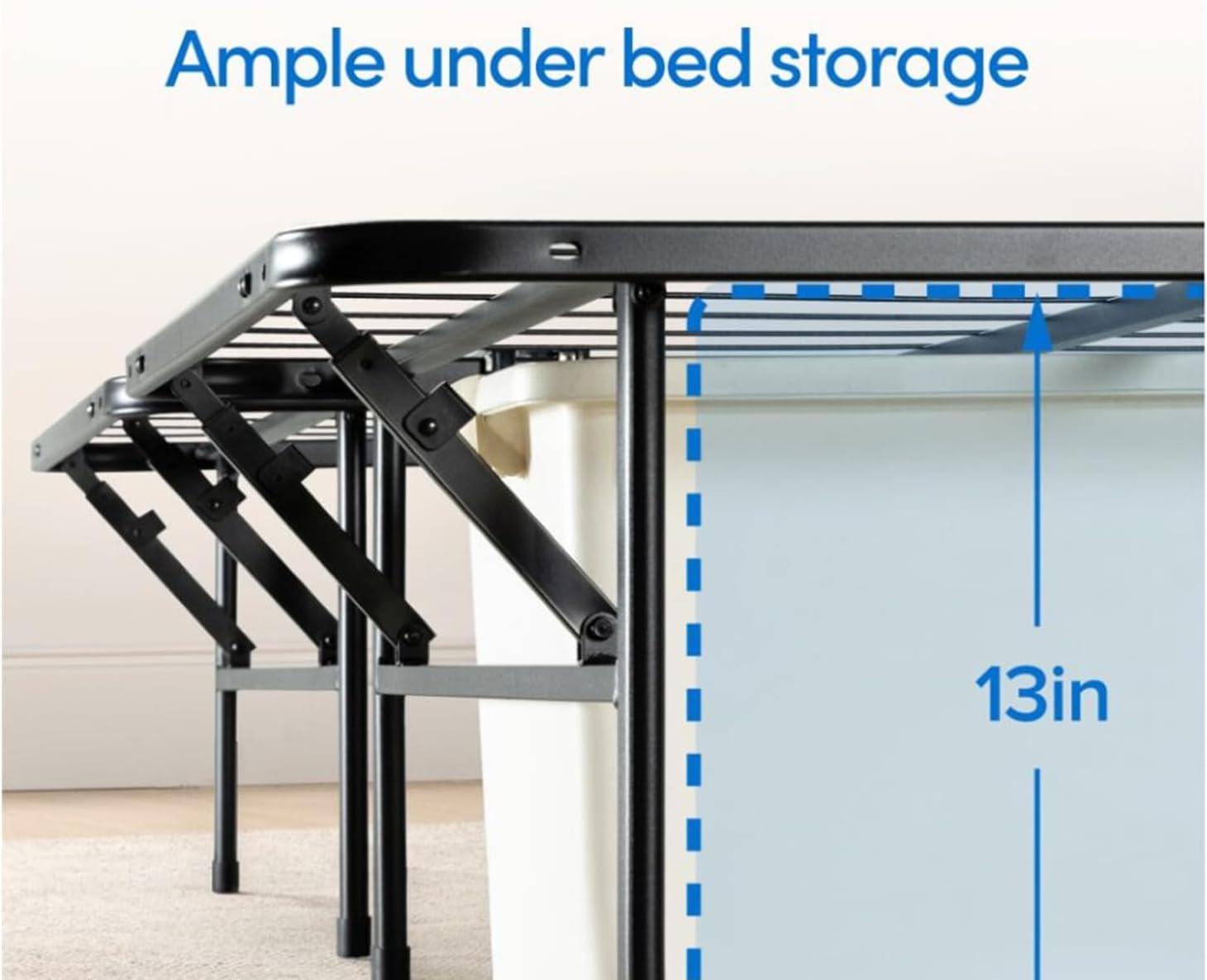 Sleepy's Raised 13 Inch High Metal Platform Frame | Support Mattress Foundation | No Box Spring Needed | Underbed Storage Space | Queen Size
