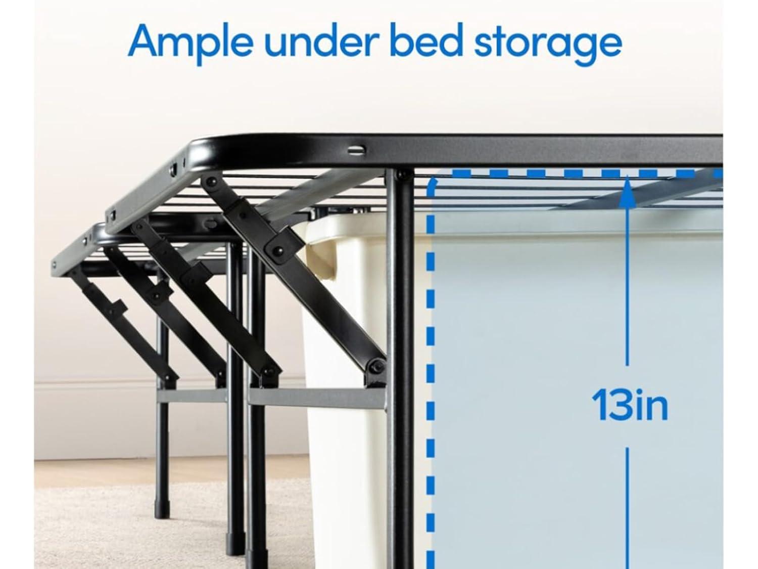 Sleepy's Raised 13 Inch High Metal Platform Frame | Support Mattress Foundation | No Box Spring Needed | Underbed Storage Space | Queen Size
