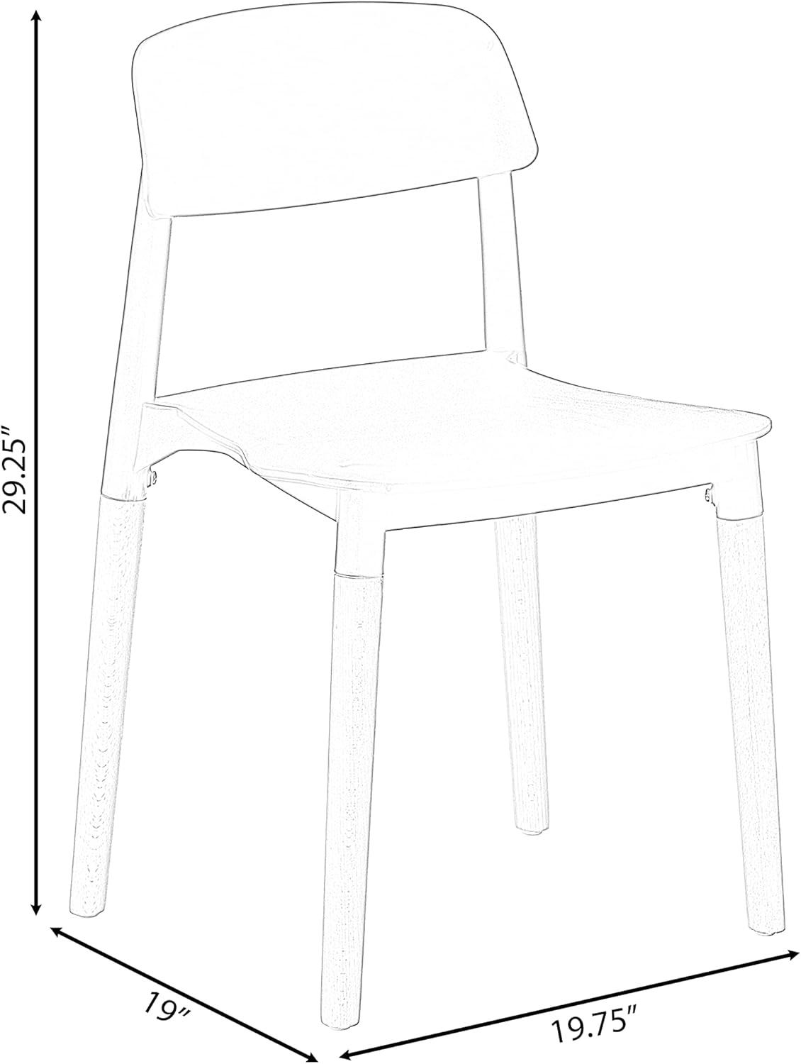 Fabulaxe Plastic Dining Chair Open Back with Beech Wood Legs, Yellow