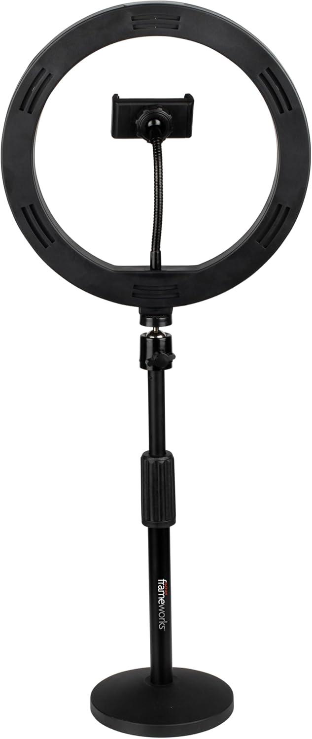 Gator 10" LED Desktop Ring Light Stand With Phone Holder and Compact Weighted Base