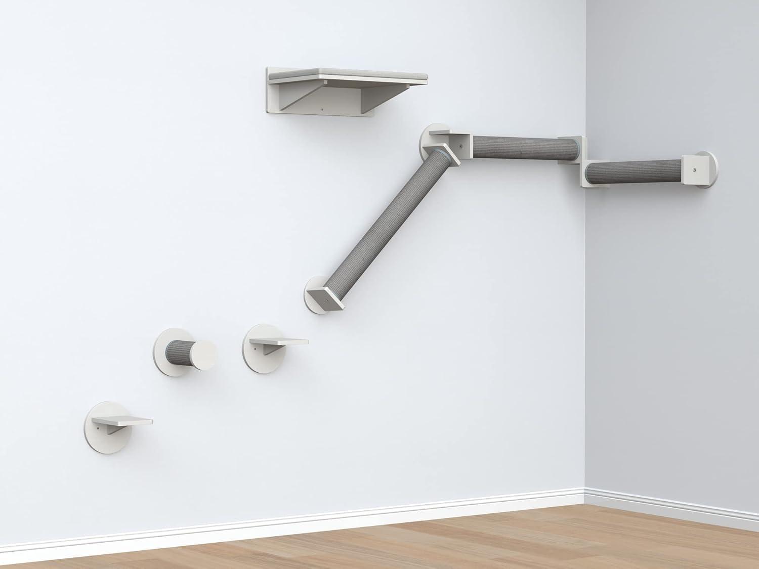 TRIXIE Wall Set 6 Wall Mounted Cat Climbing System, 3 Scratching Posts Goes Around Corners, 3 Platforms, 1 Step