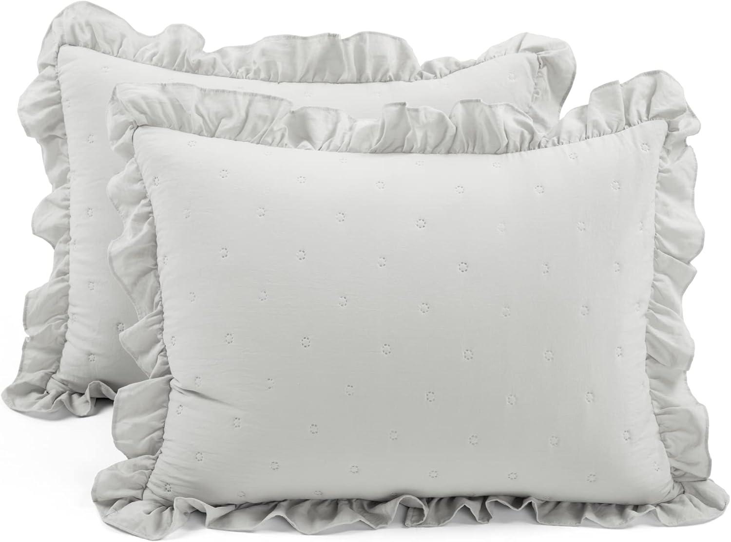 Lush Decor Reyna Ruffle Microfiber Reversible 3 Piece Quilt Set (Set of 3)
