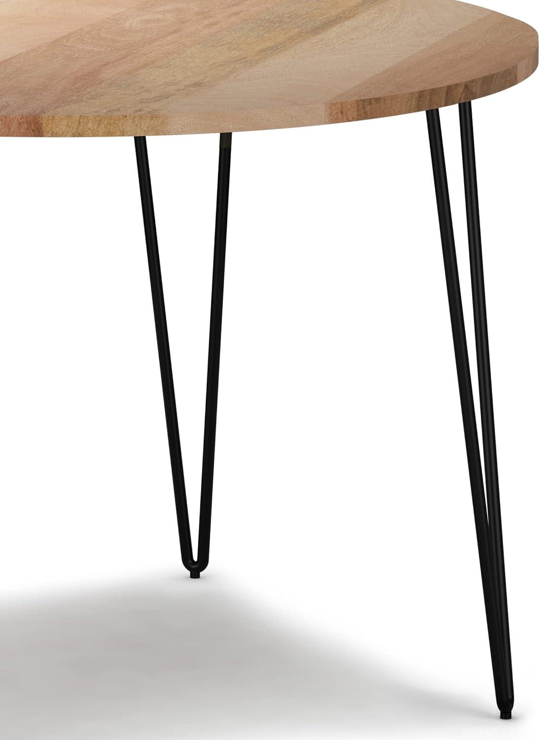 Hunter Round Solid Wood Top Metal Base Dining Table