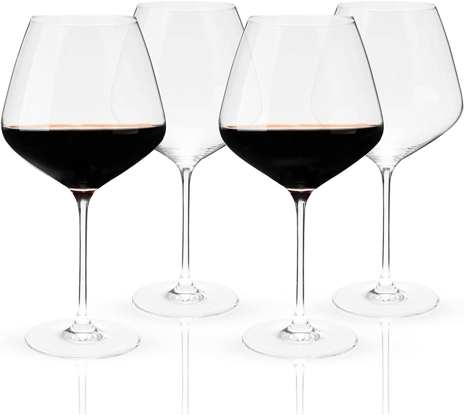 European Lead-Free Crystal Burgundy Wine Glass Set, 31 Oz, Set of 4