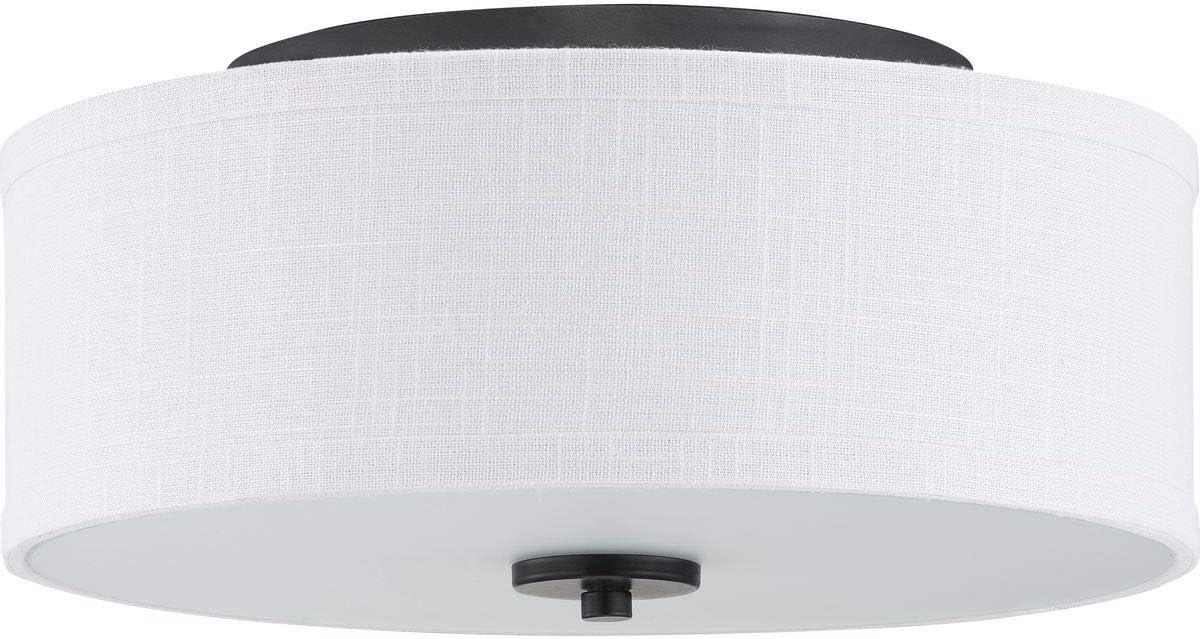 Progress Lighting Inspire Collection 1-Light LED Flush Mount, Graphite Finish, Fabric Shade