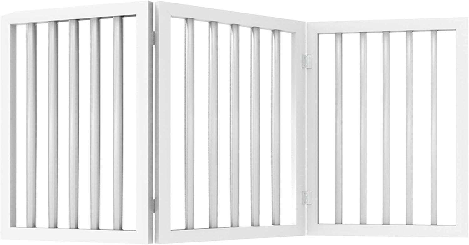 Indoor Pet Gate - 3-Panel Folding Dog Gate for Stairs or Doorways - 54x24-Inch Freestanding Pet Fence for Cats and Dogs by PETMAKER (White)