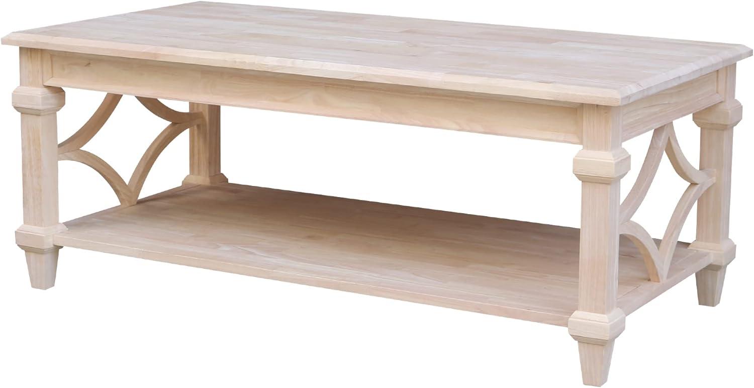 Eco-Friendly Parawood Rectangular Coffee Table with Shelf