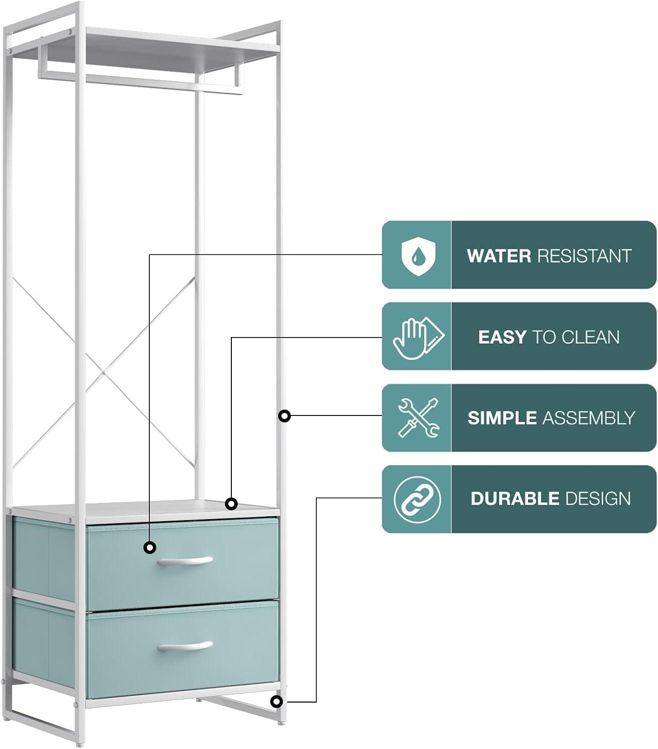 Sorbus Sorbus 2 Drawer Clothing Rack with Wood Top and Steel Frame