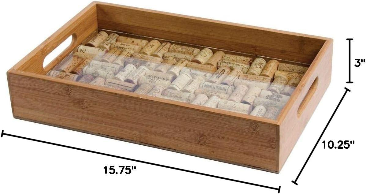 Greenophile Bamboo Cork Service Tray Kit With Handles, 100% Bamboo, Glass Pane, Serving Platter for Wine, Beer, Charcuterie, Appetizers, and More, Do-it-Yourself, Corks NOT included