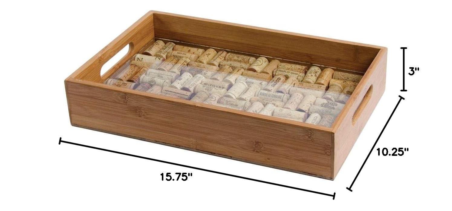 Greenophile Bamboo Cork Service Tray Kit With Handles, 100% Bamboo, Glass Pane, Serving Platter for Wine, Beer, Charcuterie, Appetizers, and More, Do-it-Yourself, Corks NOT included