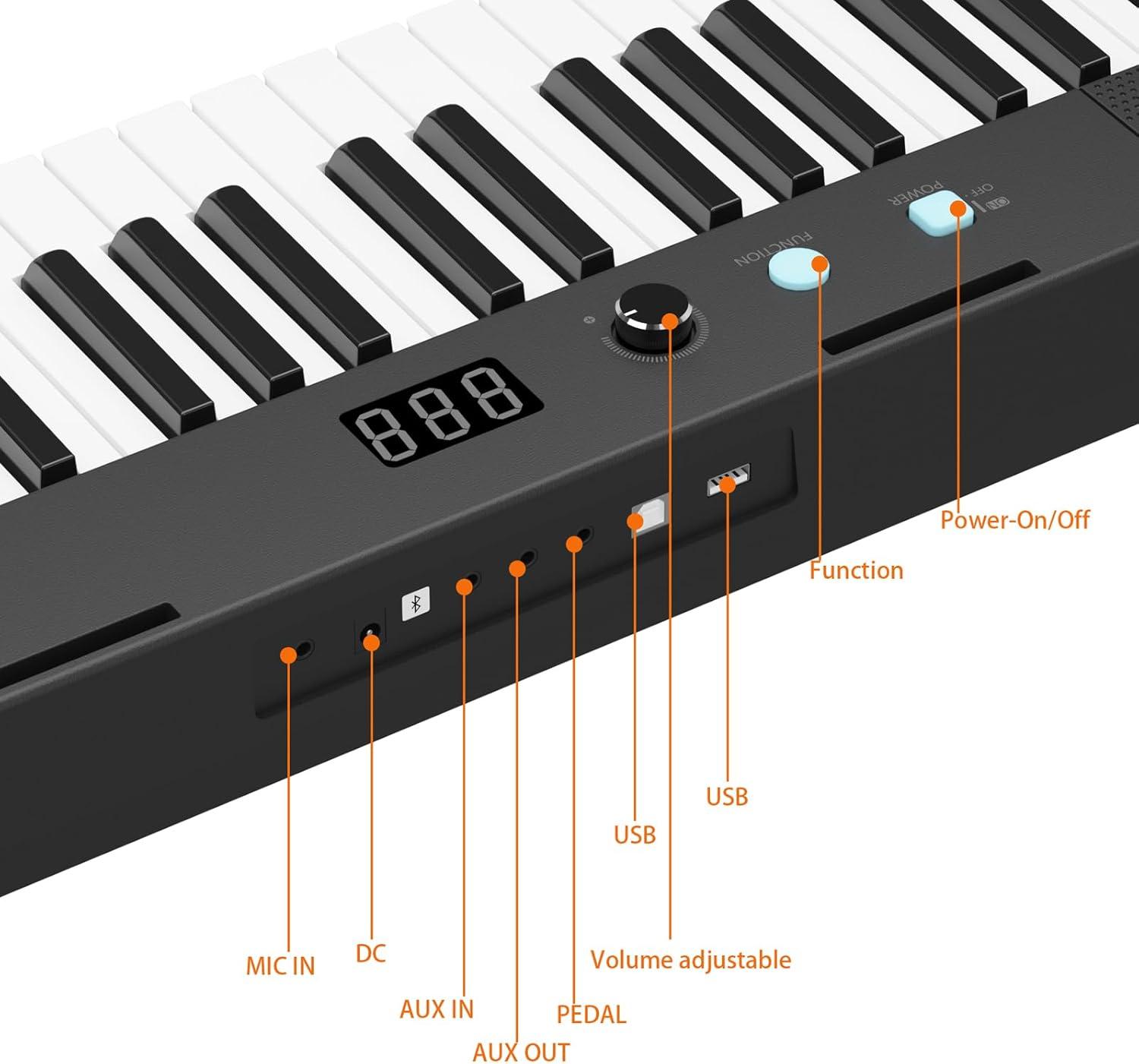 Garvee 61 Key Keyboard Piano, Protable Electric Semi-Weighted Piano Keyboard for Beginner/Professional, Built In Speakers, Pedal, for Christmas Gift