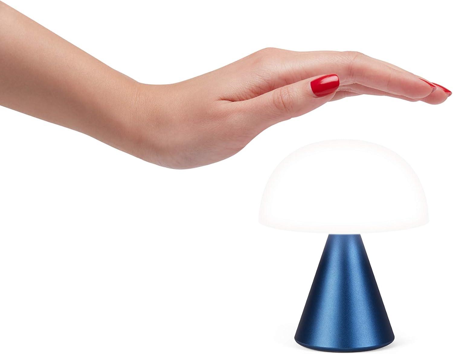 Lexon Mina M Mushroom Lamp - Portable Bedside Light for Bedrooms, Kids & Nursery - 9 LED Color Rechargeable Table Lamp with 24h Light & Dimmer, Medium - Dark Blue