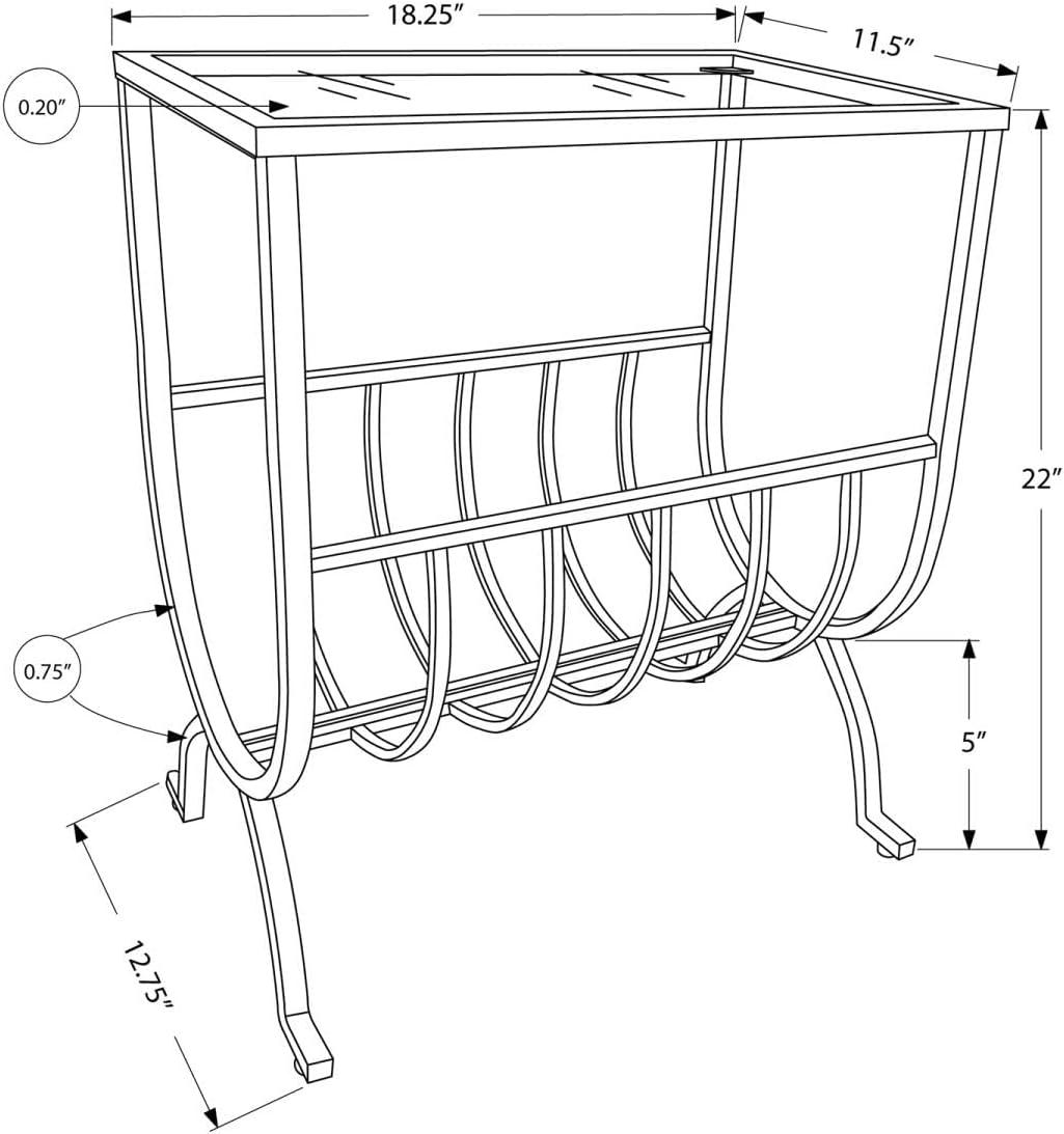 Monarch Specialties Accent Table, Side, End, Magazine, Narrow, Bedroom, Clear Tempered Glass