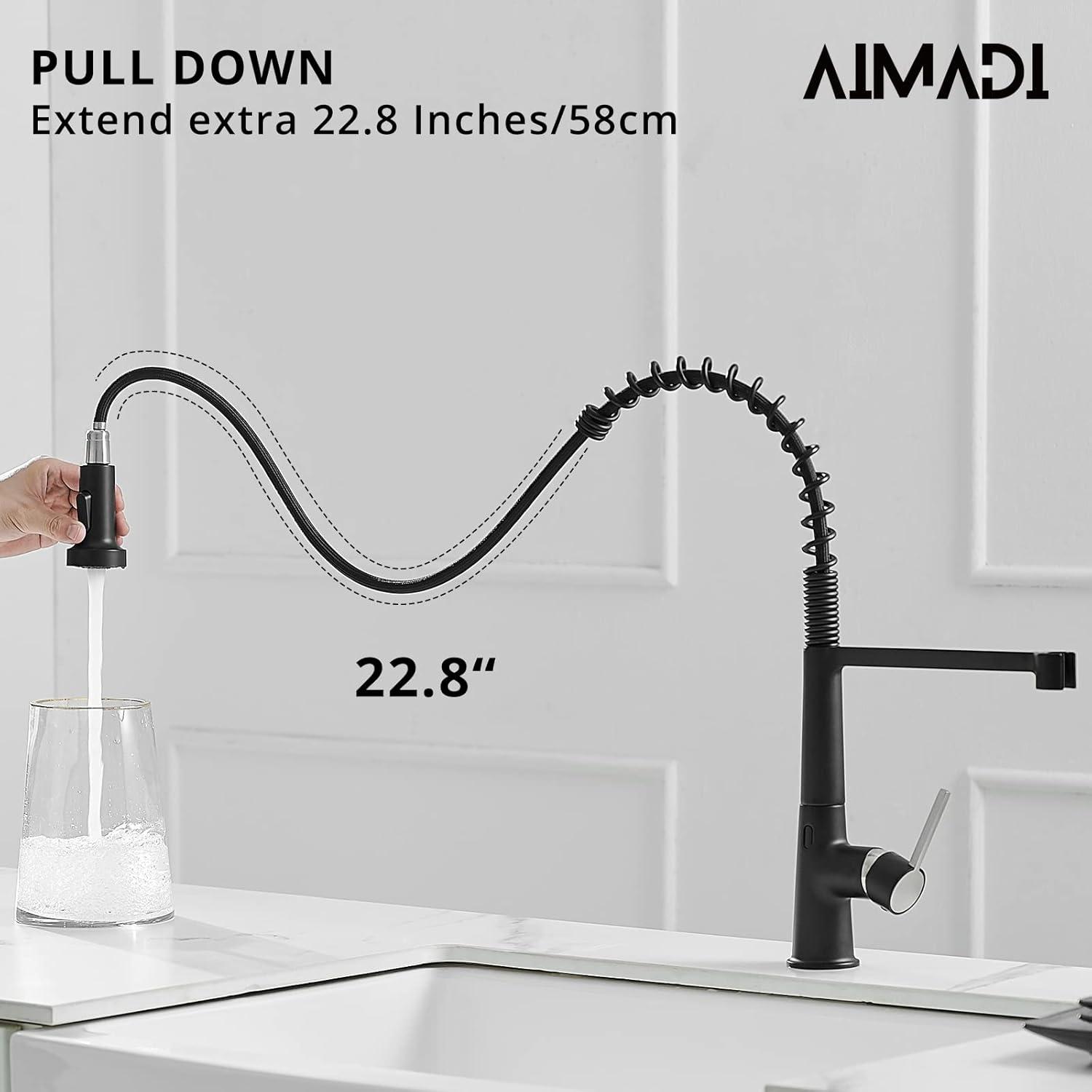 Matte Black Single Handle Pull Down Kitchen Faucet with Sensor