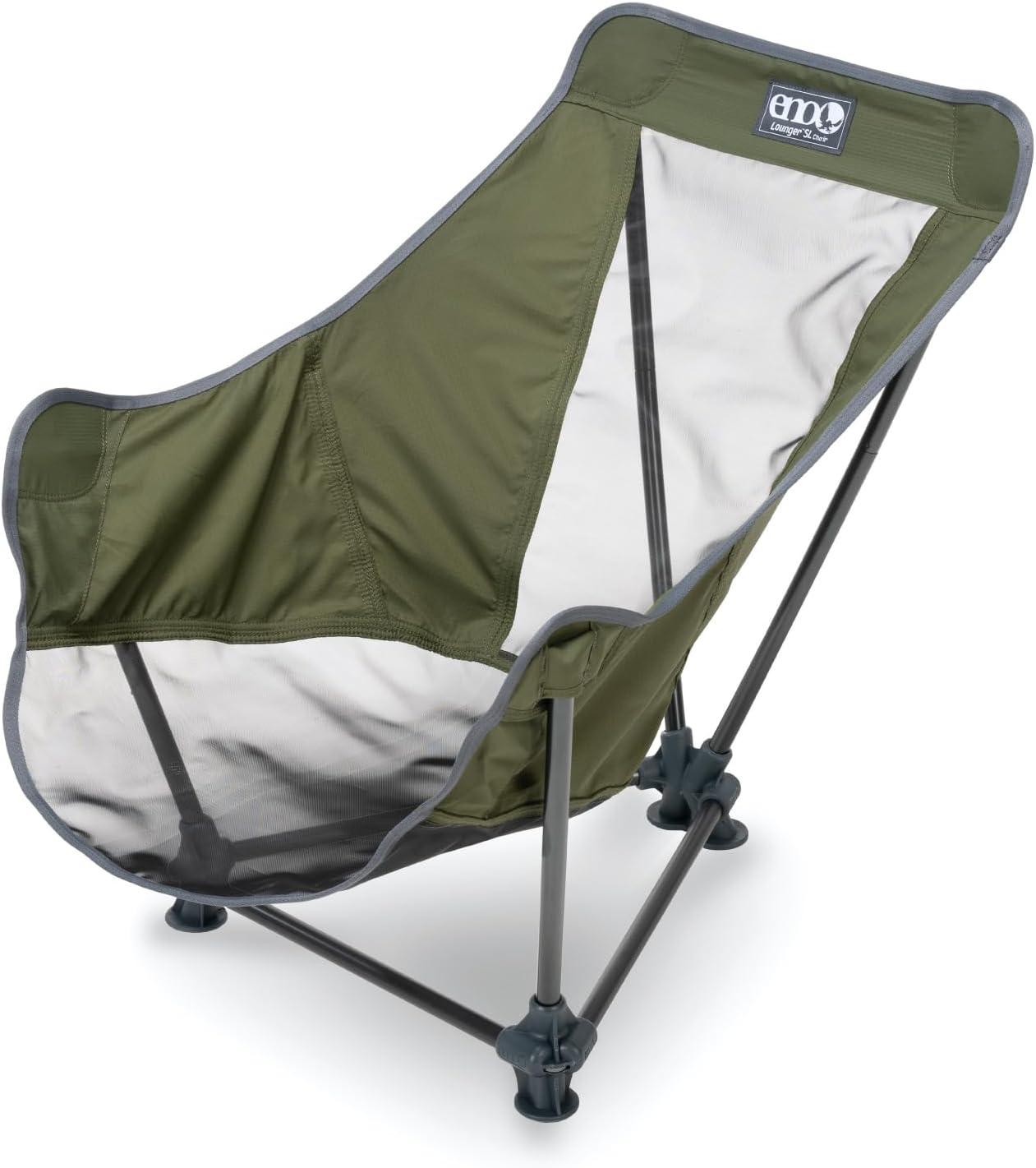 Olive Green Aluminum Frame Camping Lounger with Mesh Seat