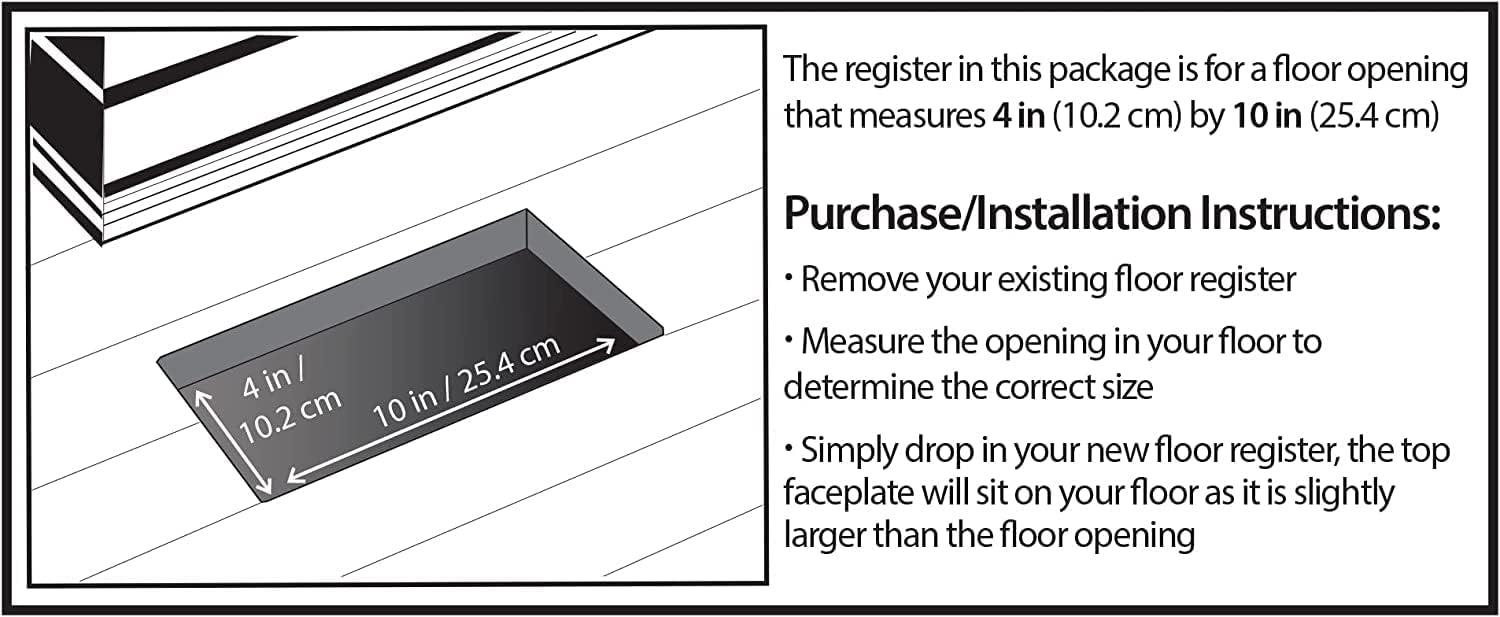 Decor Grates FS410-WH Scroll Metal Floor Register, White, 4-Inch by 10-Inch