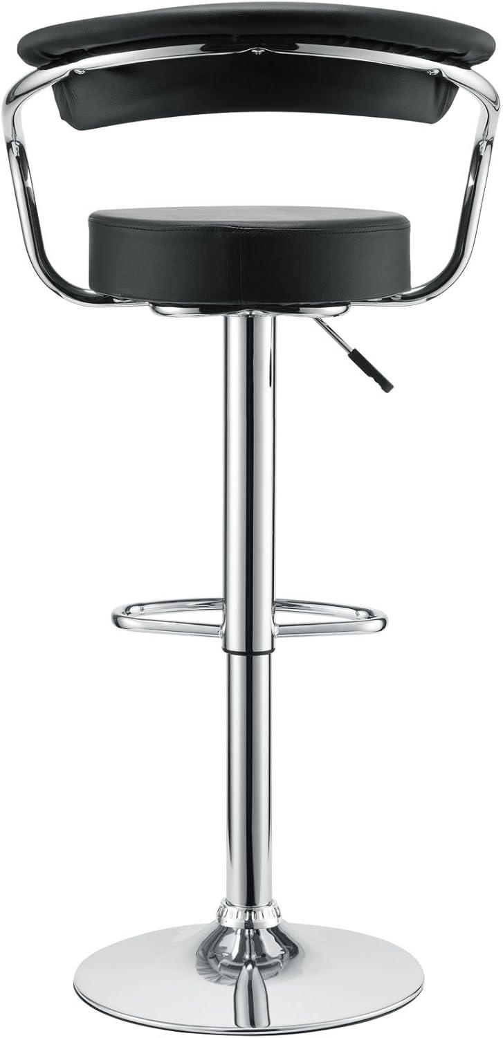 Modway Diner 24.5-33" Vinyl and Steel Bar Stool in Black (Set of 2)