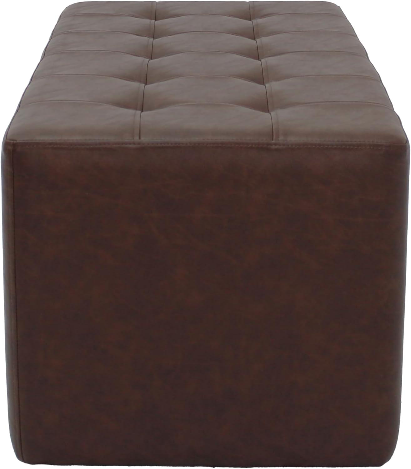 Distressed Tufted Rectangle Ottoman