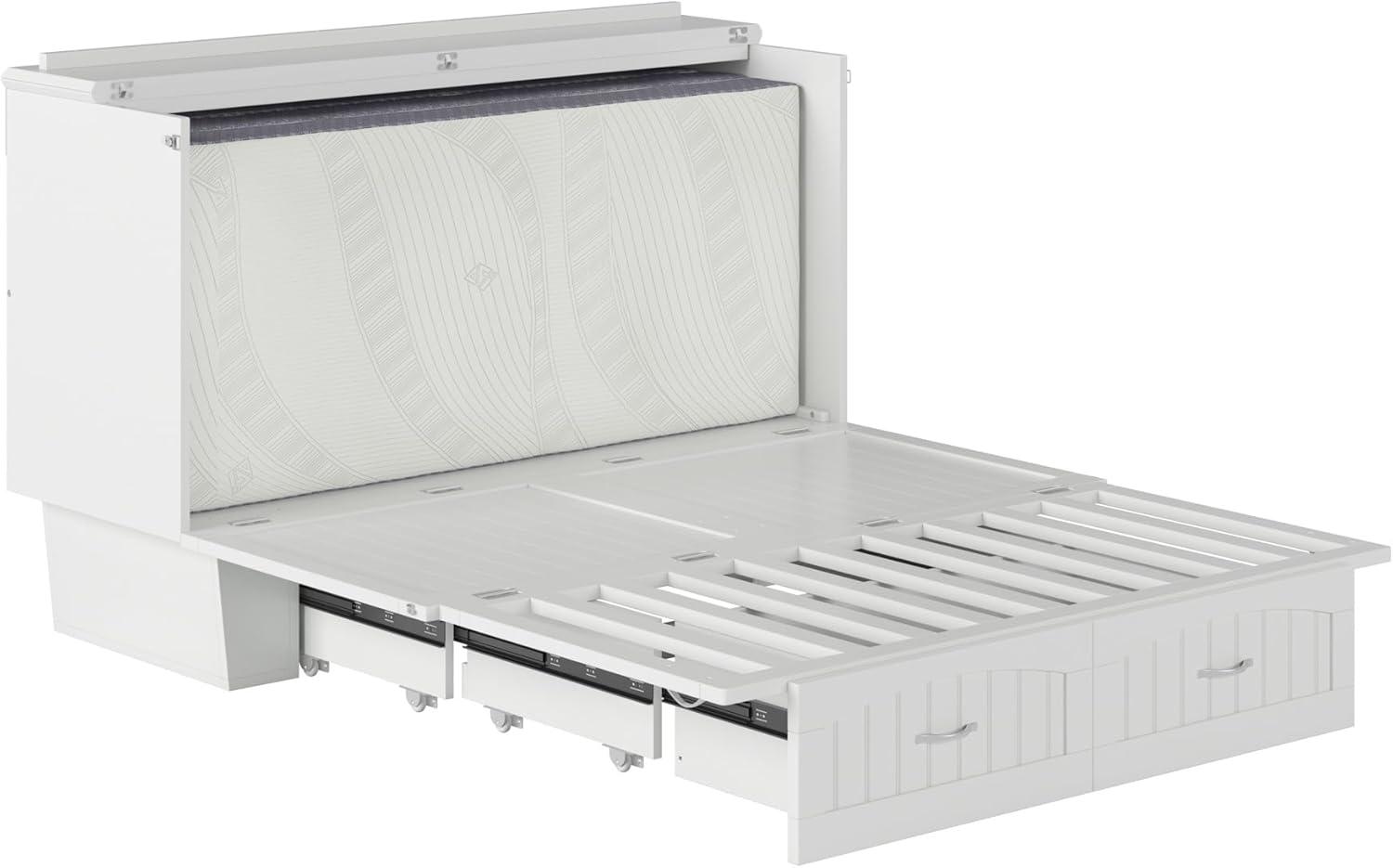 Queen Nantucket Murphy Bed Chest USB Turbo Charger White - AFI