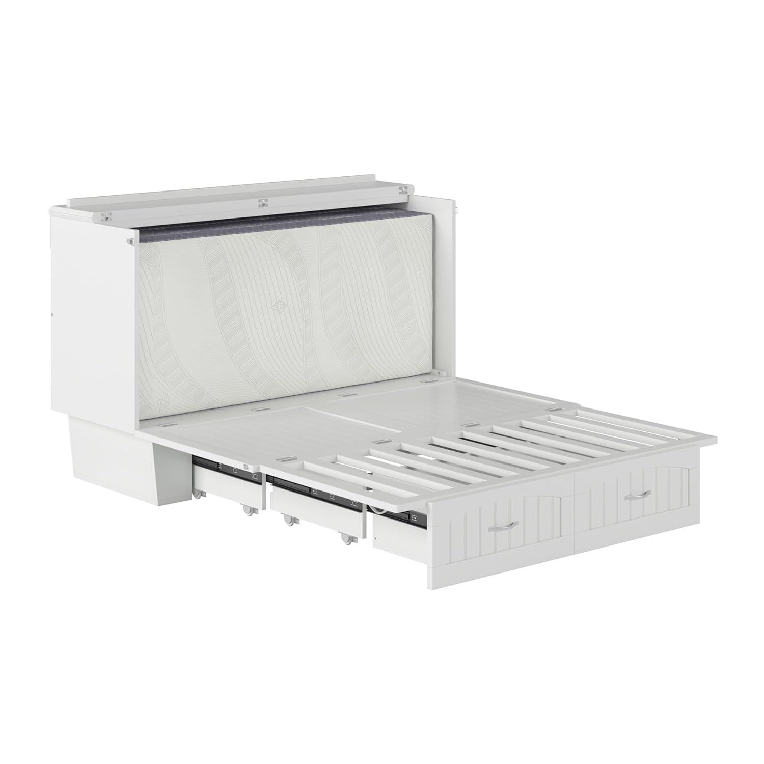 Queen Nantucket Murphy Bed Chest USB Turbo Charger White - AFI