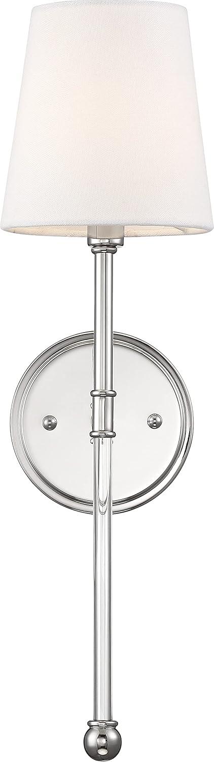 Nuvo Lighting 60/6687 Olmsted 19" Tall Bathroom Sconce - Polished Nickel / White Fabric