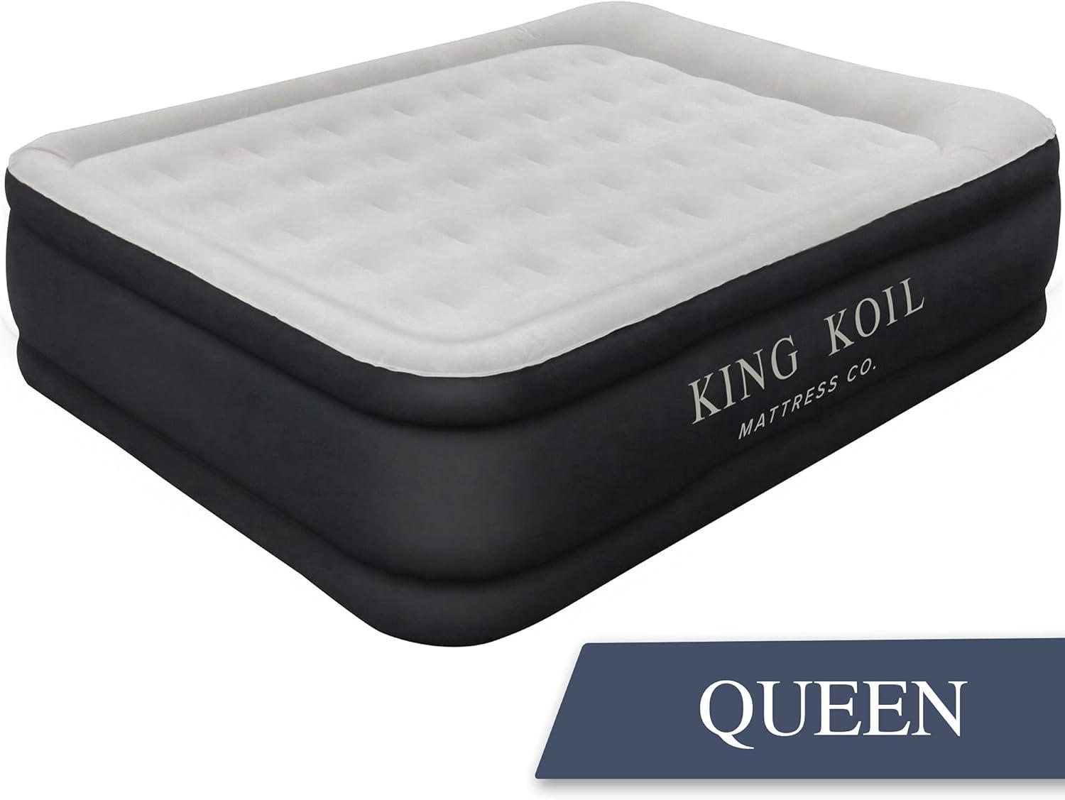 King Koil Queen Black Raised Air Mattress with Pump