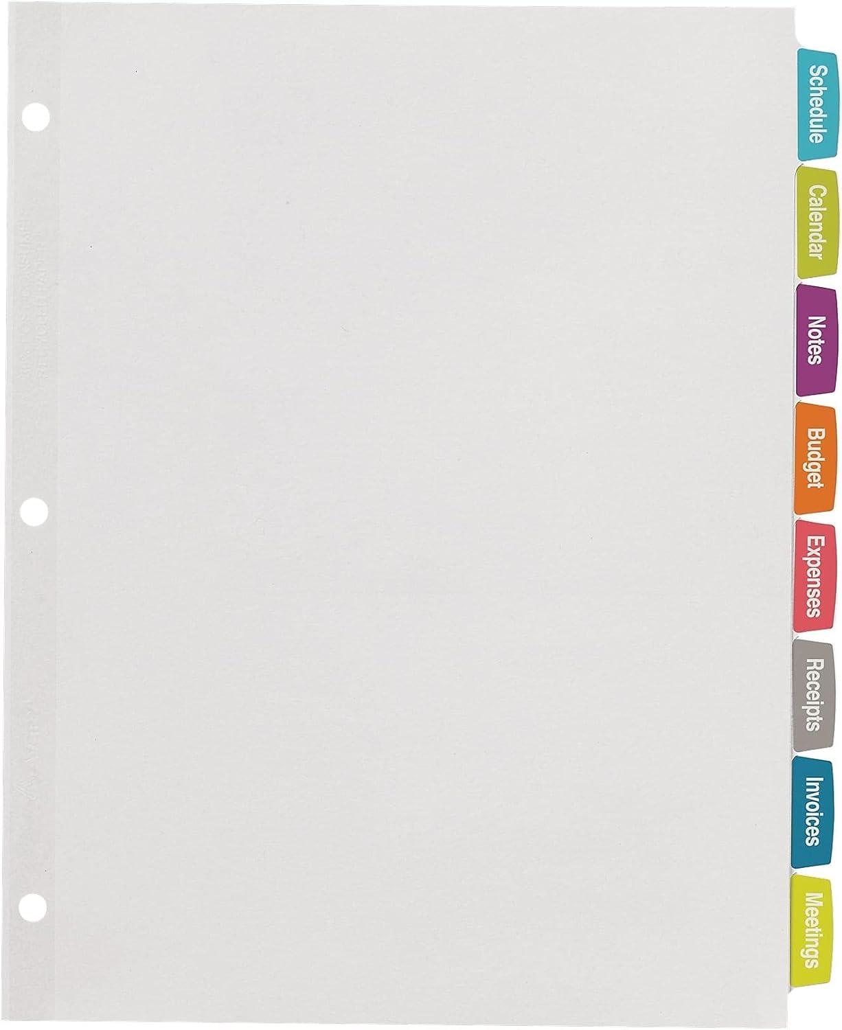 Avery Big Tab Printable Label Dividers, Easy Peel Labels, 8 Tabs