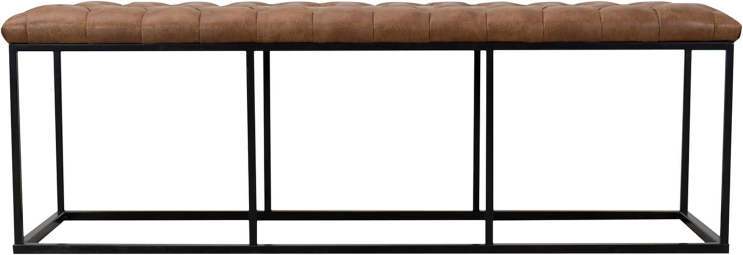 52.25" Draper Large Decorative Bench with Button Tufting Light Brown Faux Leather - HomePop