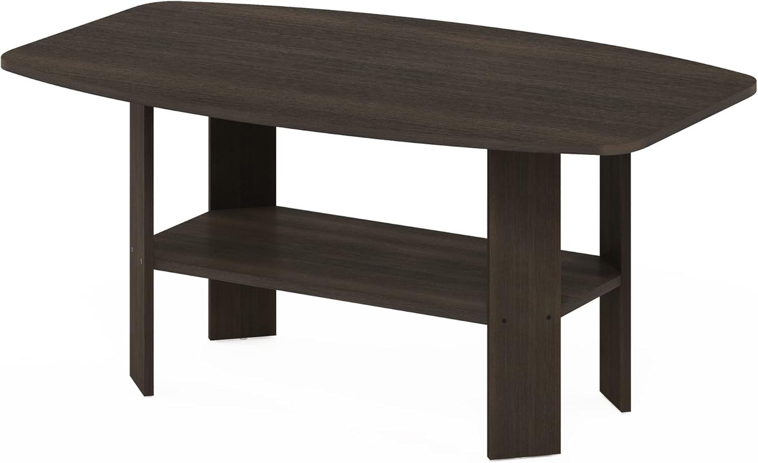 Furinno 35.5" Simple Design Industrial Coffee Table 2-Tier Rectangular Living Room Furniture,Dark Brown