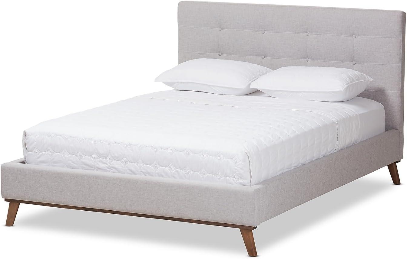 Valencia Mid - Century Modern Fabric Platform Bed - Baxton Studio