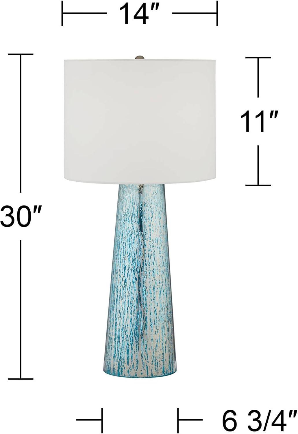 360 Lighting Marcus Modern Table Lamp 30" Tall Mercury Glass Column Shape White Drum Shade for Bedroom Living Room Bedside Nightstand Office Kids Home