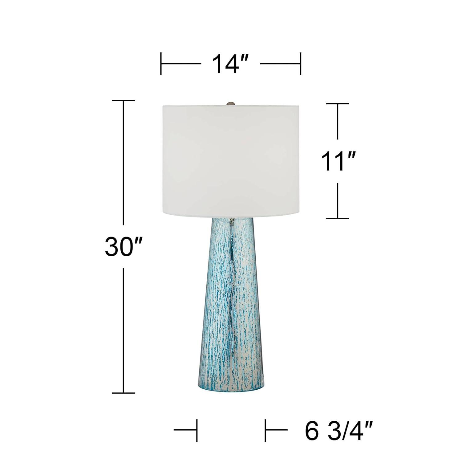 360 Lighting Marcus Modern Table Lamp 30" Tall Mercury Glass Column Shape White Drum Shade for Bedroom Living Room Bedside Nightstand Office Kids Home
