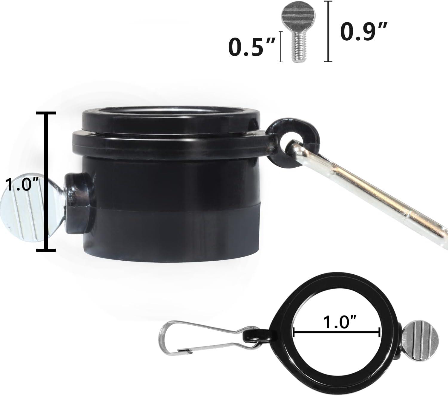 Black Plastic Adjustable Flagpole Rings with Clips - 2 Pcs