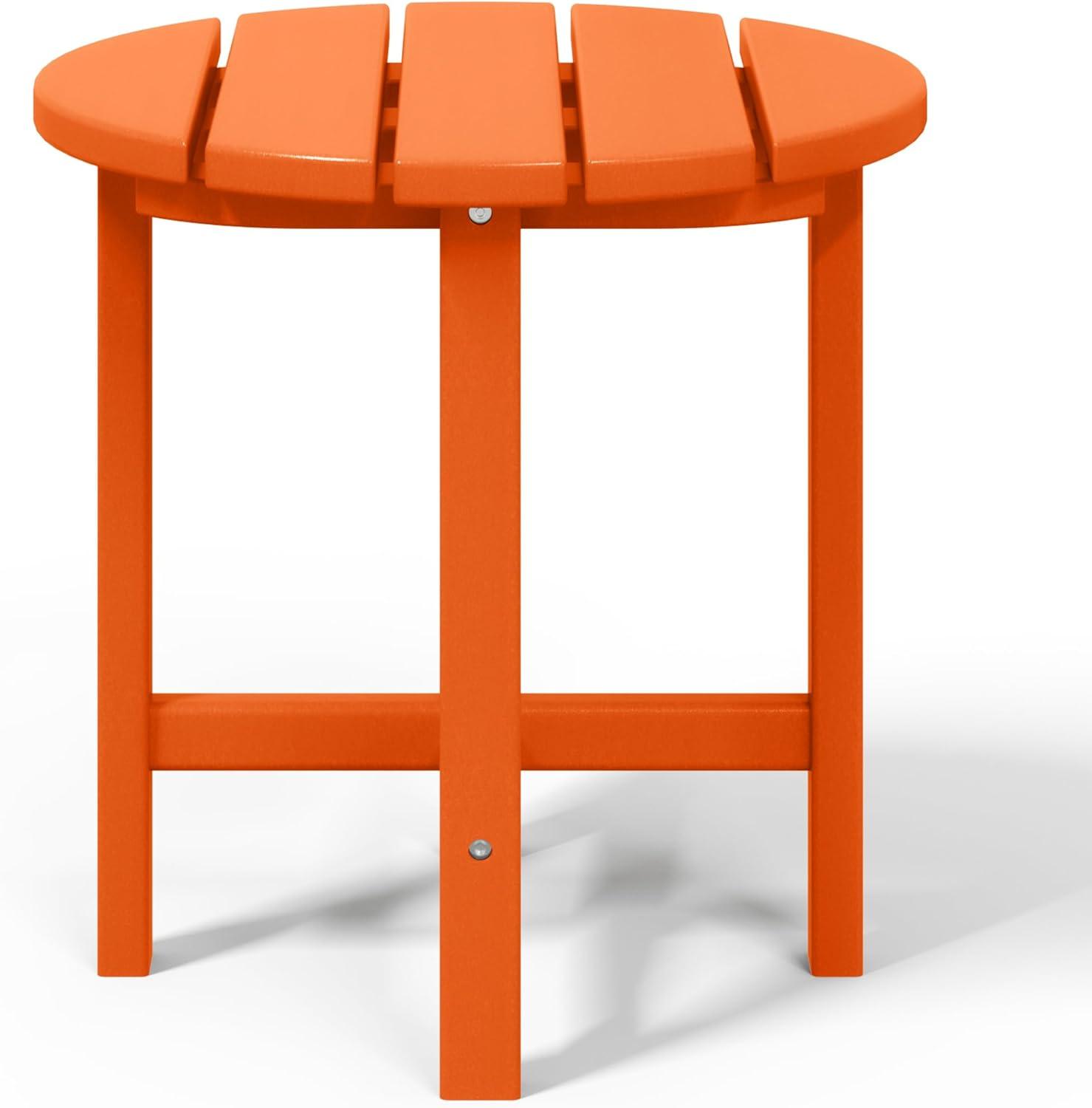 WestinTrends All-Weather Outdoor Patio Round Poly Adirondack Side Table, Orange