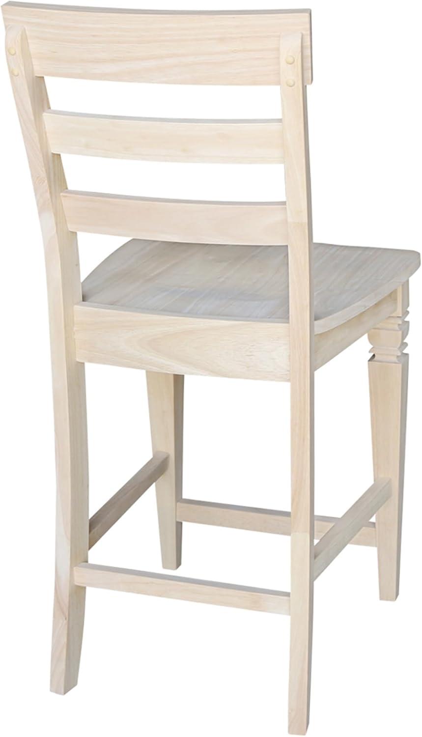 23.62" Java Counter Height Barstool Unfinished - International Concepts: Solid Wood, Ladder-Back