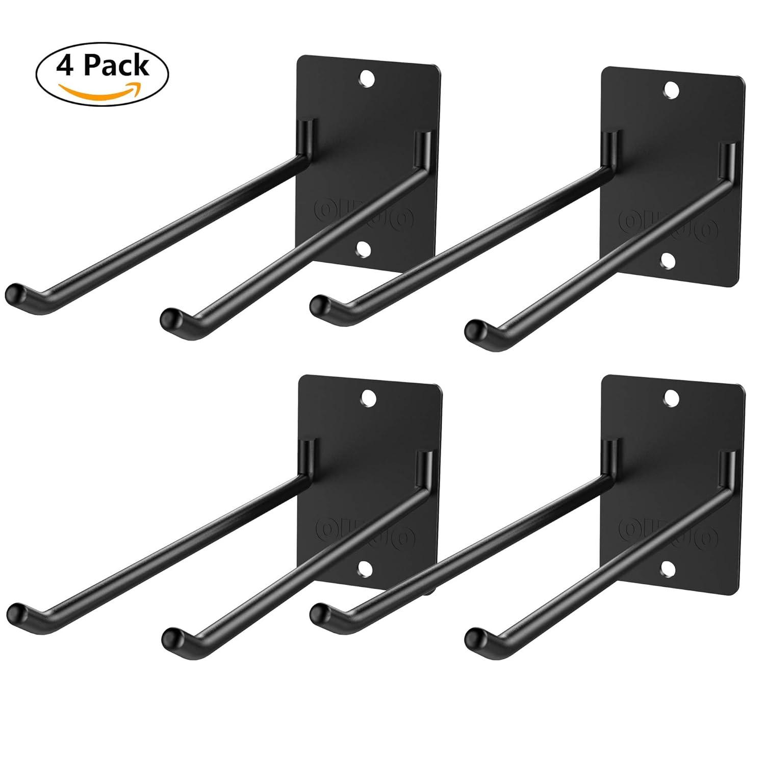 4 Pack Garage Storage Organizer for Tool Organization Heavy-Duty Solid Steel Wall Hanger for Garden Tools - Shovel Holder, Rake Broom Yard Wall Mount Hooks - Overhead Garage Storage Rack