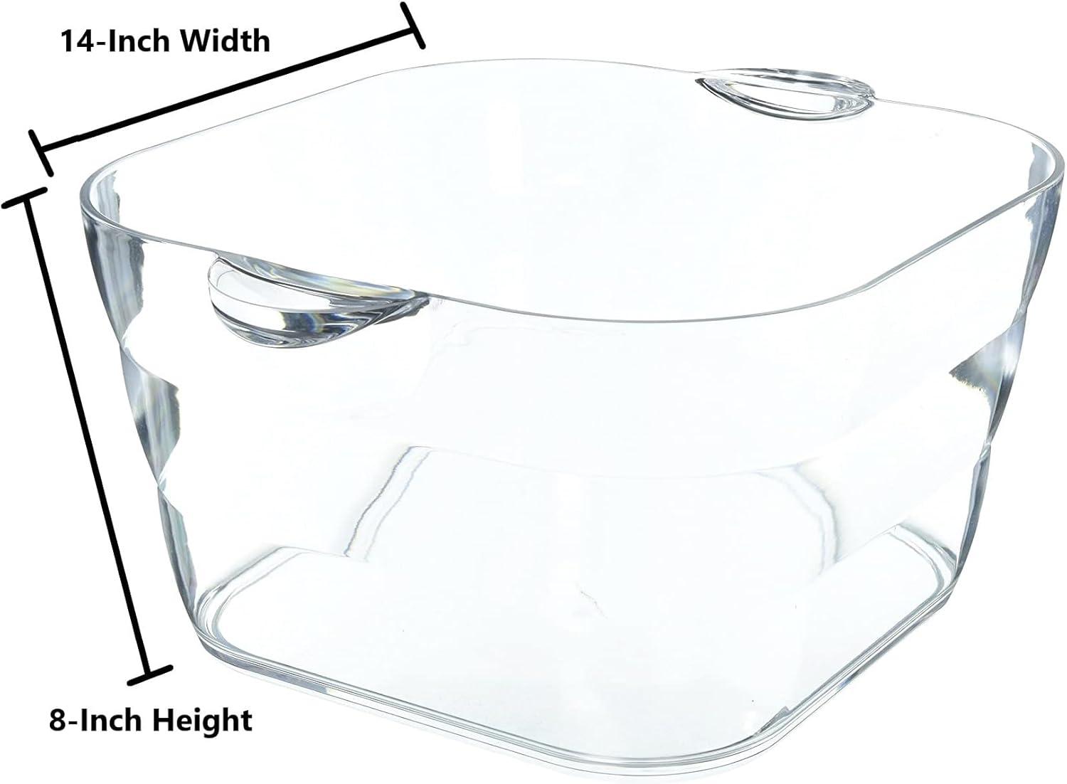 Clear Square Party Beverage Tub with Handles