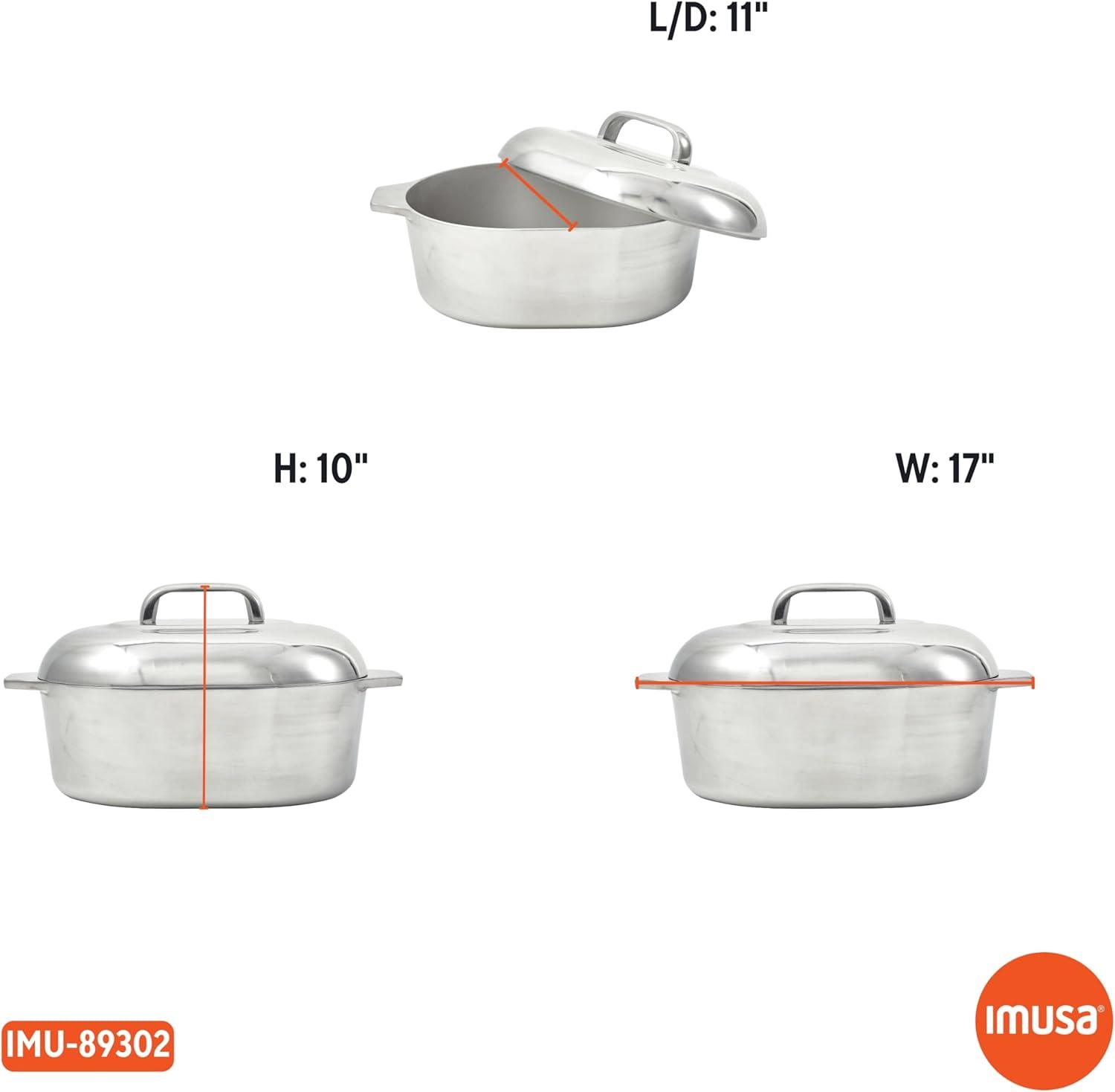 IMUSA 15in H. Cajun Cast Aluminum Oval Roaster with Lid & Tray