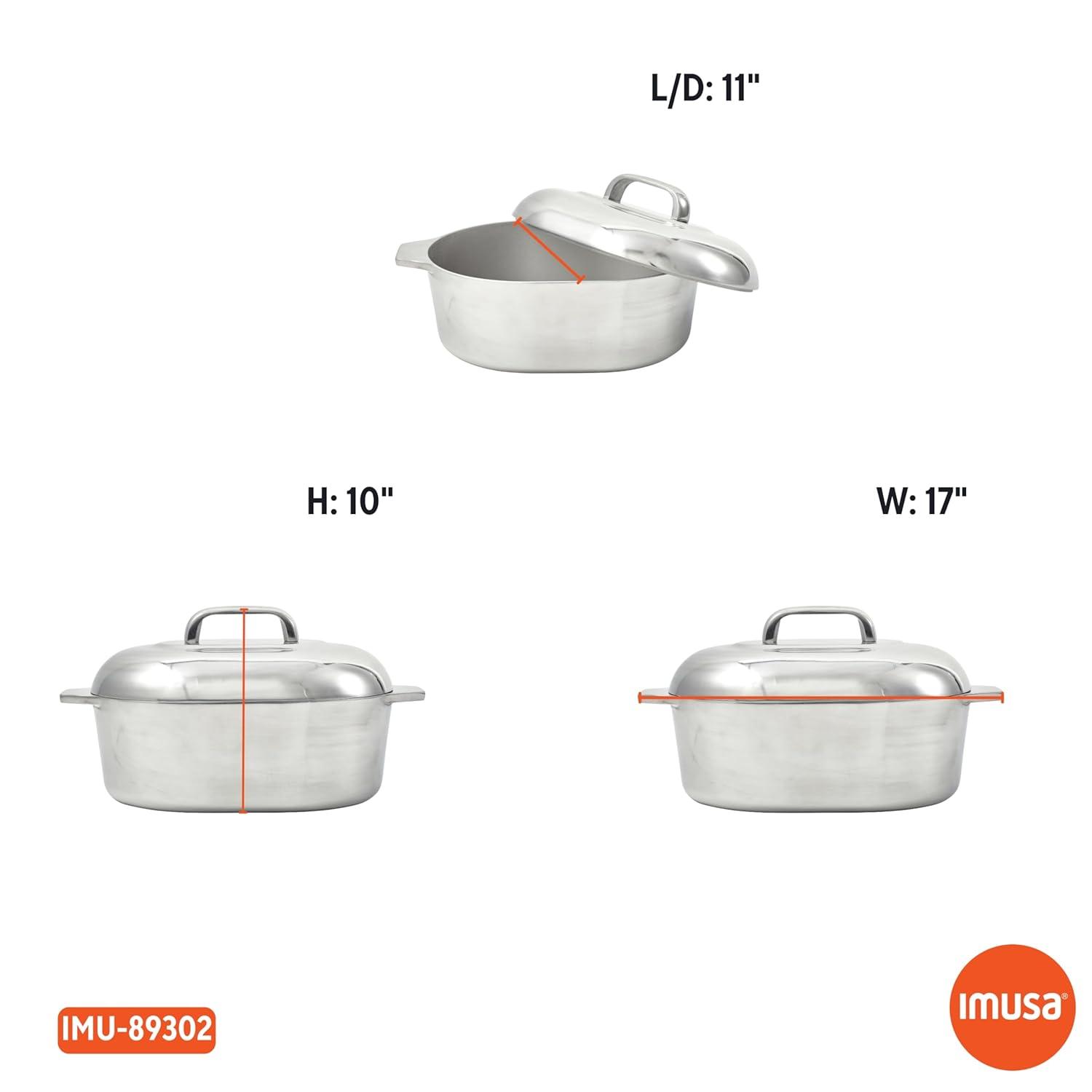 IMUSA 15in H. Cajun Cast Aluminum Oval Roaster with Lid & Tray